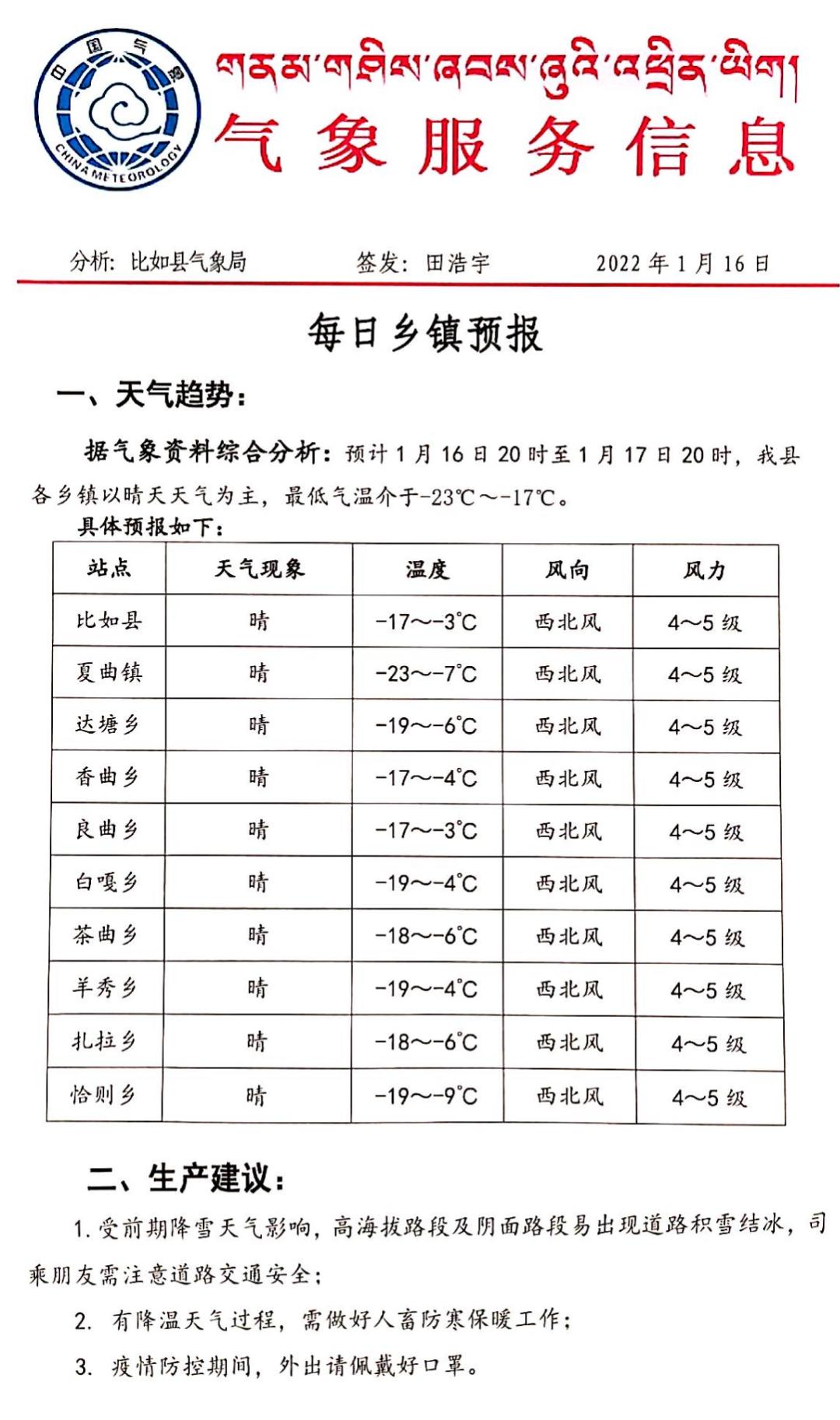 玛塘居委会天气预报更新通知